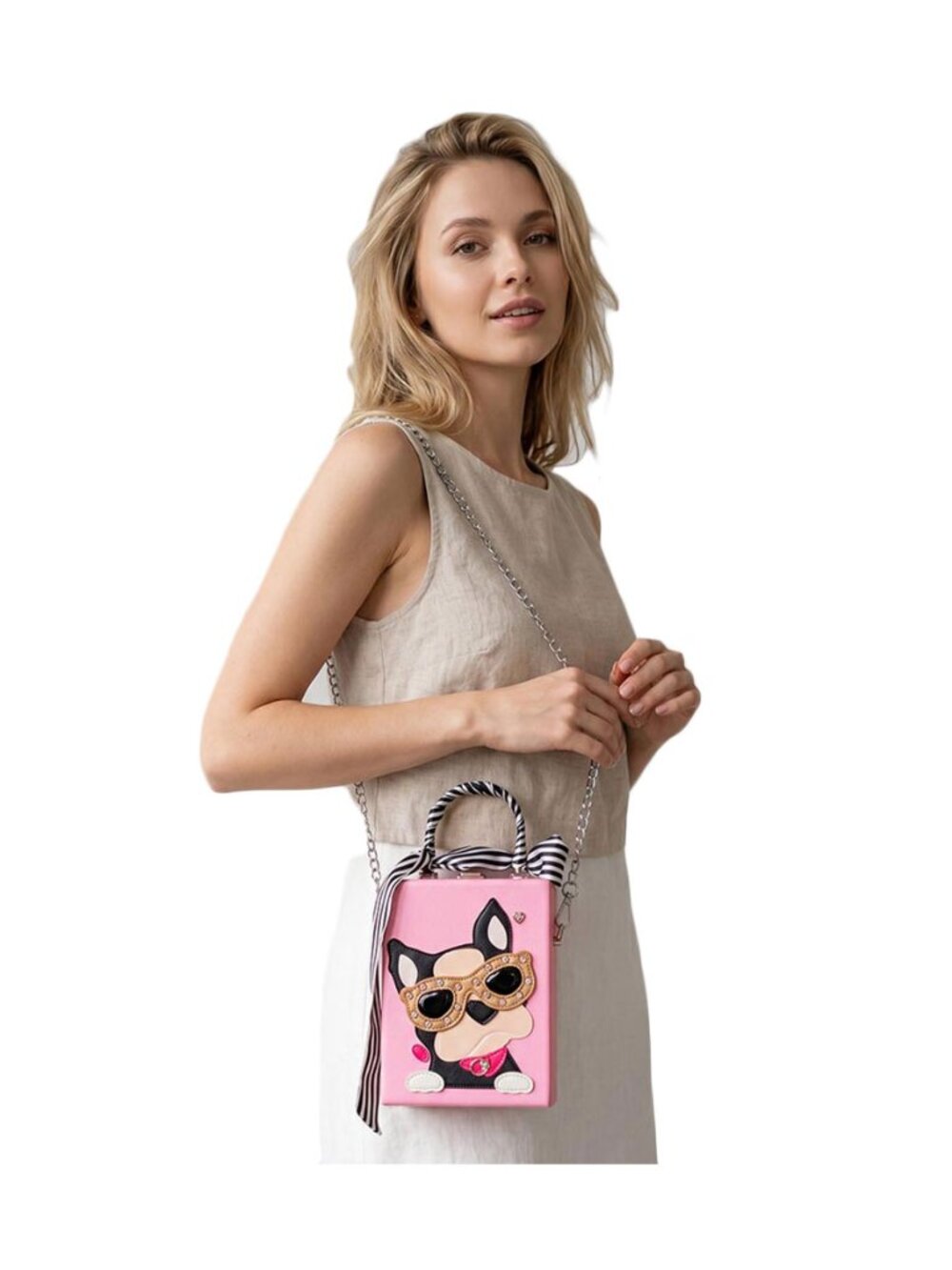 Tigerstars Pink Dog Box Purse Crossbody Bag